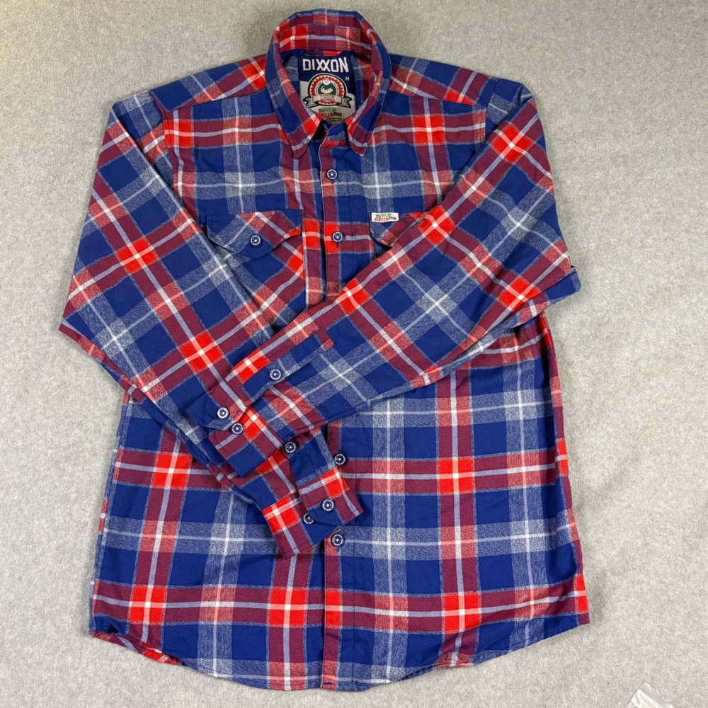Dixxon Flannel The Red Green Show Possum Brotherhood Plaid Shirt Mens M Blue Red - Picture 2 of 13